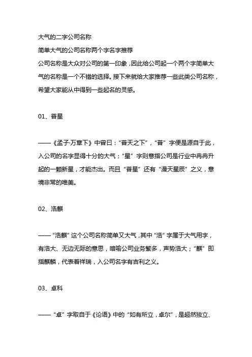 大气的二字公司名称