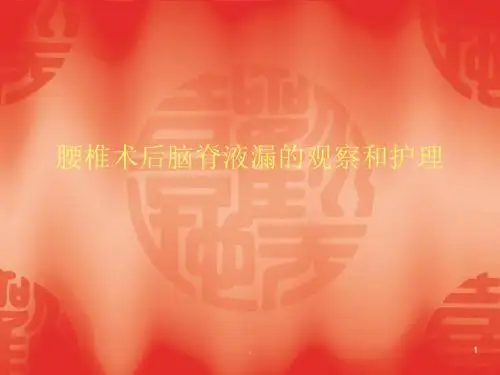腰椎术后脑脊液漏的观察和护理详解专业ppt课件