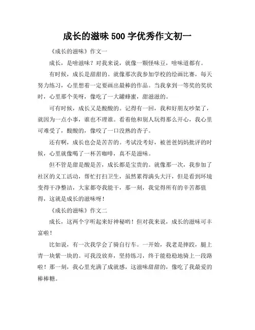成长的滋味500字优秀作文初一