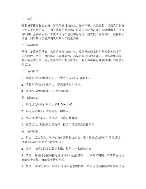 捡树叶社会实践报告
