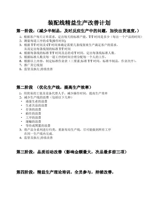 装配线精益生产改善计划