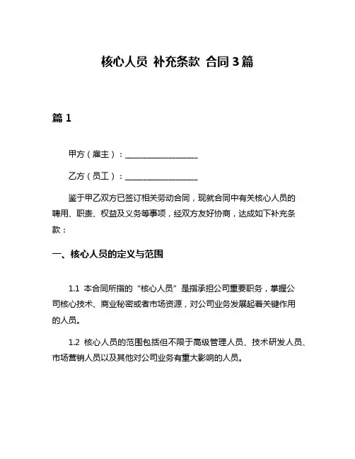 核心人员 补充条款 合同3篇