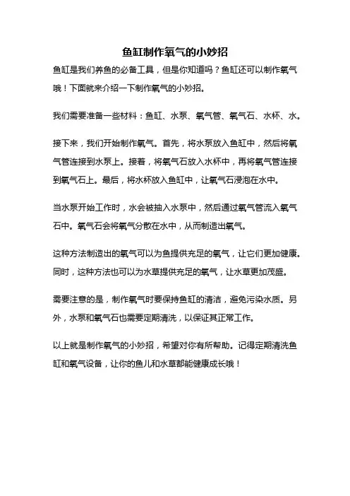 鱼缸制作氧气的小妙招