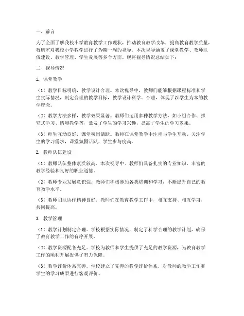 教研室小学教学视导总结
