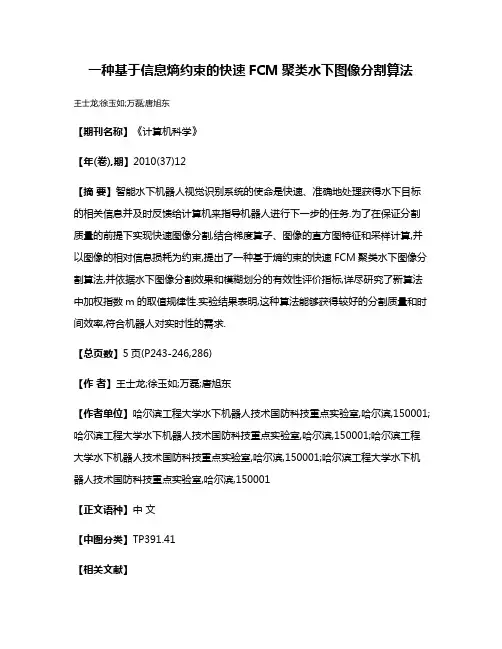 一种基于信息熵约束的快速FCM聚类水下图像分割算法
