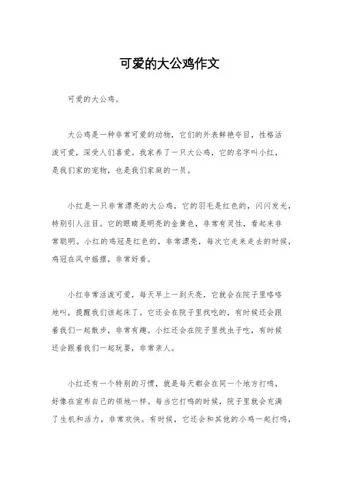 可爱的大公鸡作文