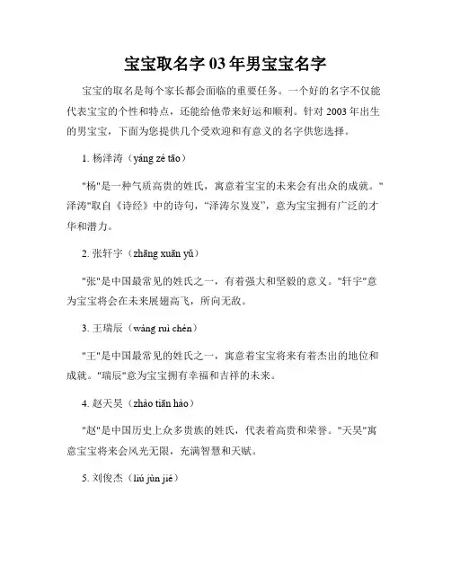 宝宝取名字03年男宝宝名字