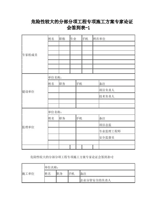 专家论证会签到表