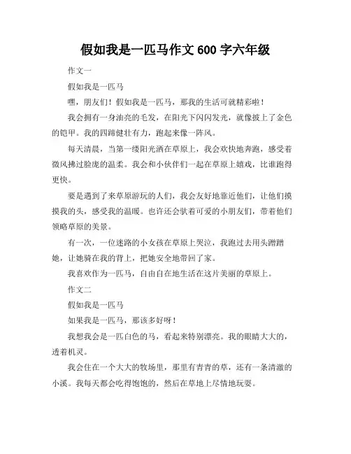 假如我是一匹马作文600字六年级