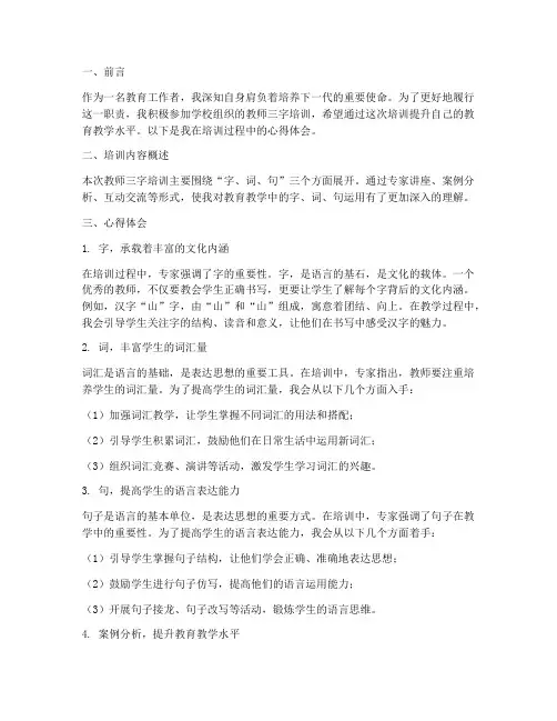 教师三字培训心得体会
