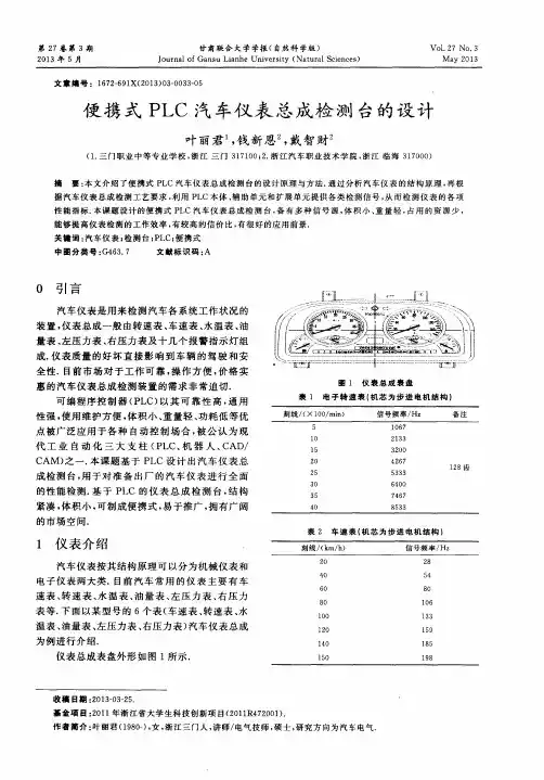 便携式PLC汽车仪表总成检测台的设计