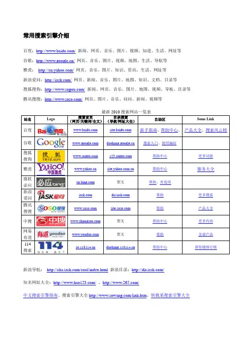 常用搜索引擎介绍