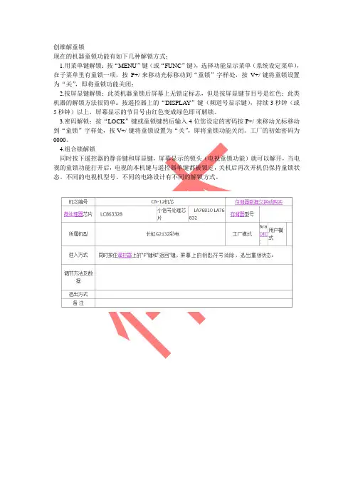 论坛求助率很高的童锁解锁方法