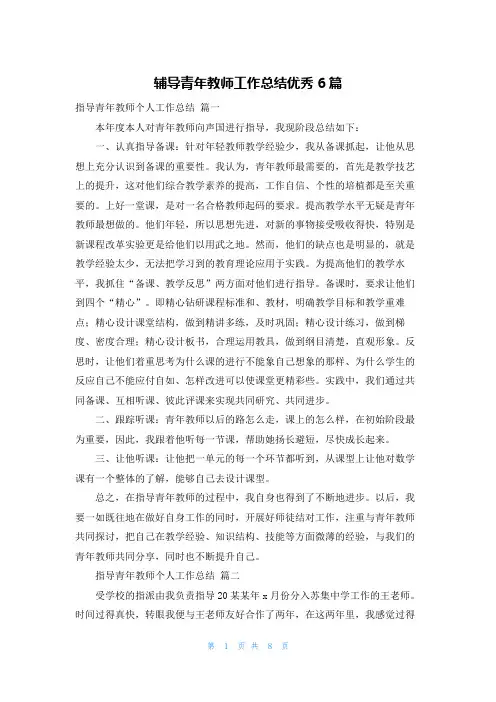 辅导青年教师工作总结优秀6篇