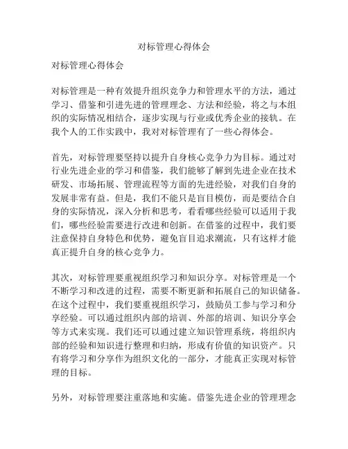 对标管理心得体会