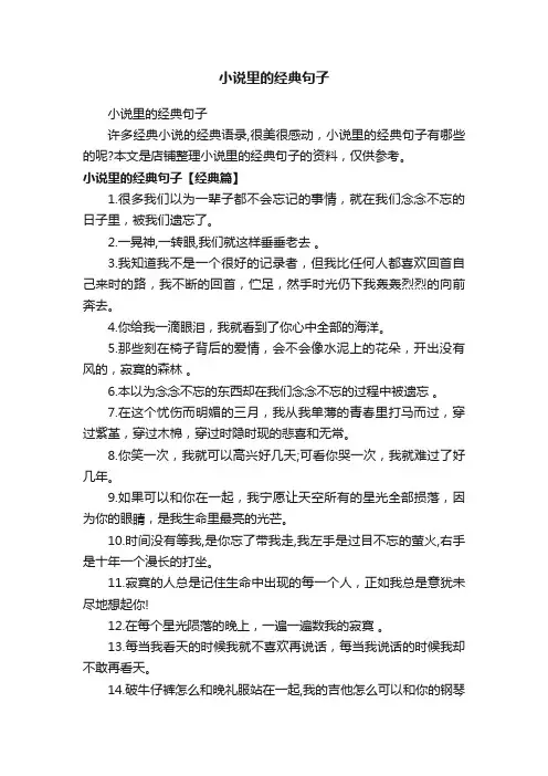 小说里的经典句子
