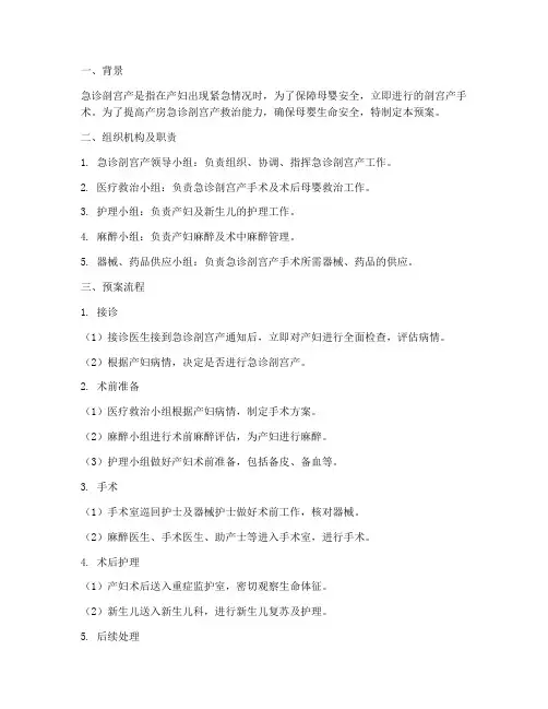 产房急诊剖宫产应急预案