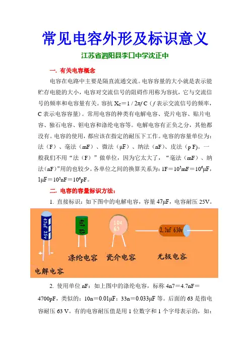 常见电容外形及标识意义