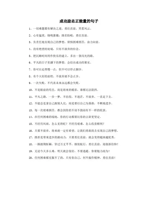 成功励志正能量的句子