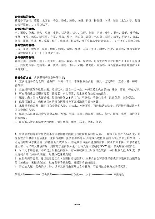食物含钾量#优选.