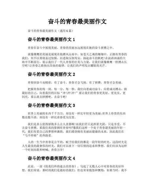 奋斗的青春最美丽作文