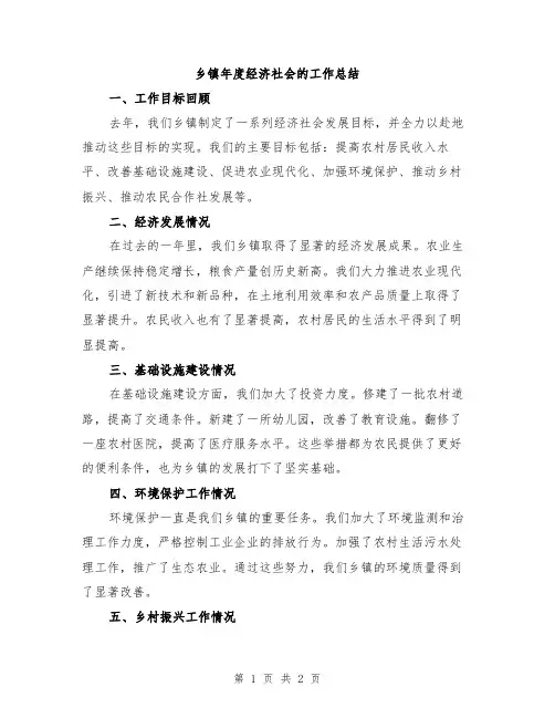 乡镇年度经济社会的工作总结