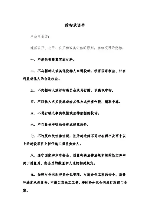 投标承诺书(6篇)