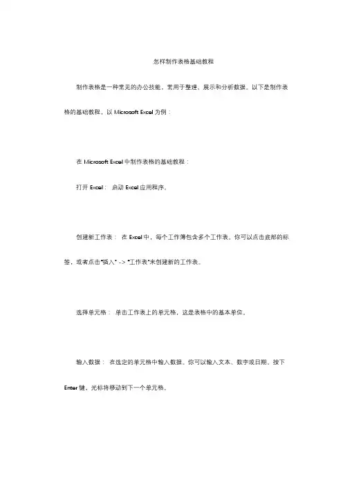 怎样制作表格基础教程