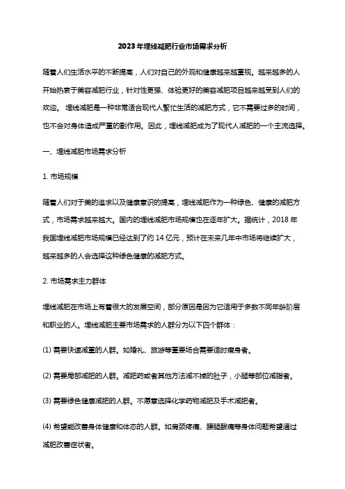 2023年埋线减肥行业市场需求分析