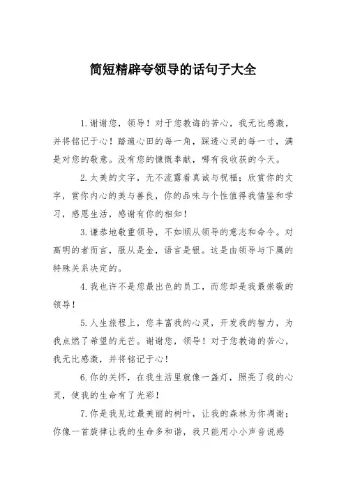 简短精辟夸领导的话句子大全