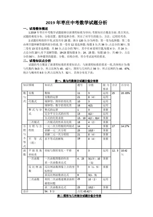 2019中考数学试卷分析lym