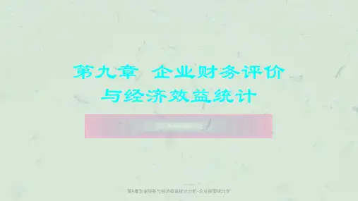 第9章企业财务与经济效益统计分析-企业经营统计学课件