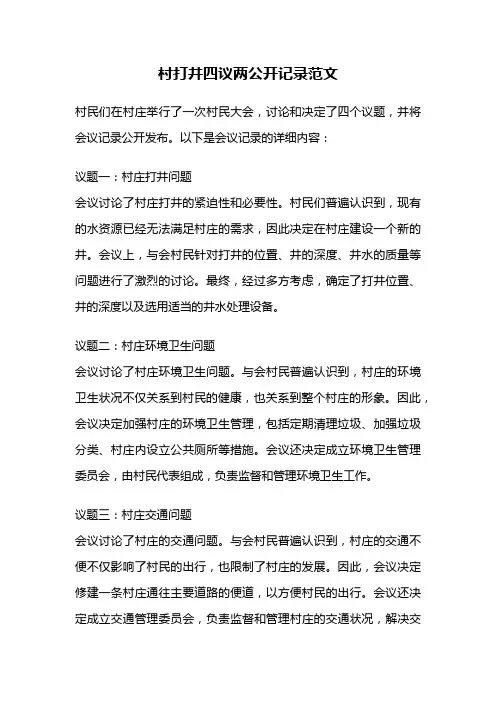 村打井四议两公开记录范文