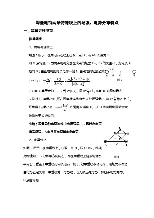 等量电荷两条特殊线上的场强、电势分布特点