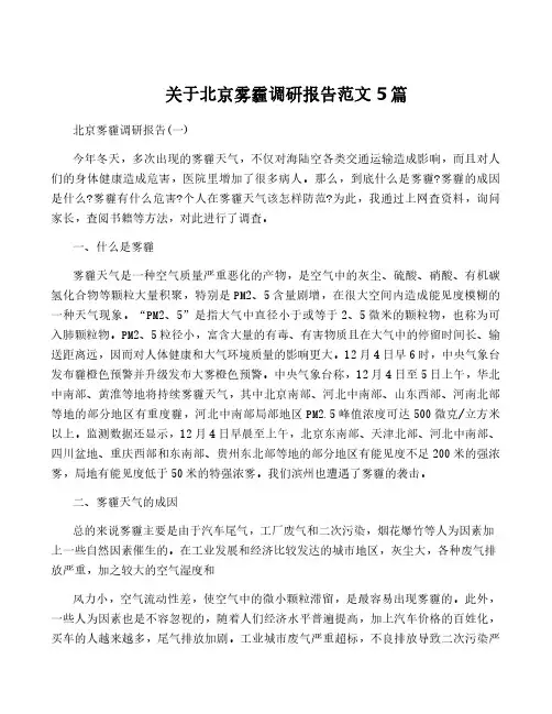 关于北京雾霾调研报告范文5篇