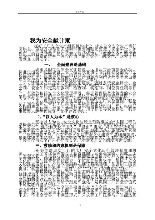 我为安全献计策