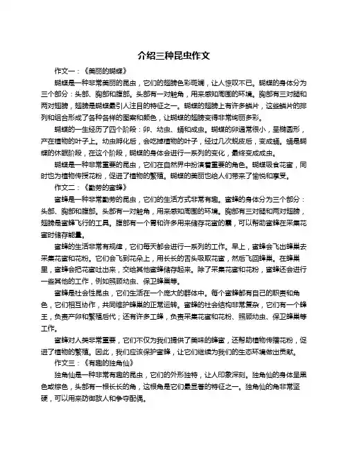 介绍三种昆虫作文