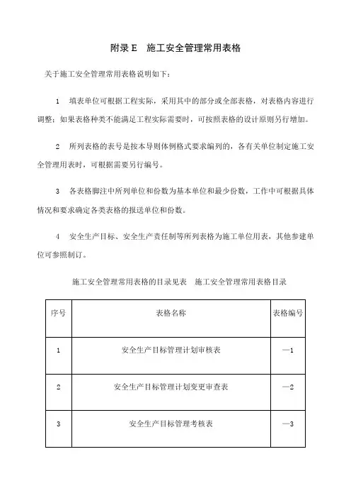 SL 水利水电工程施工安全管理导则 全套表格 