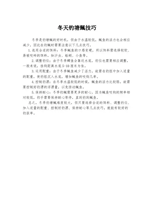 冬天钓塘鲺技巧