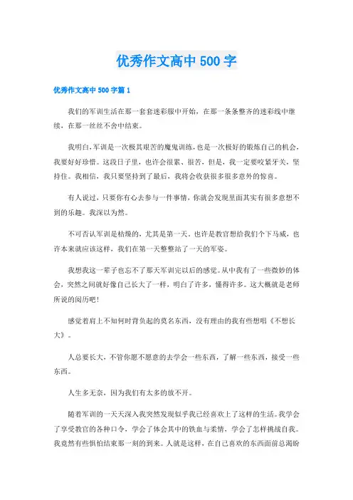 优秀作文高中500字