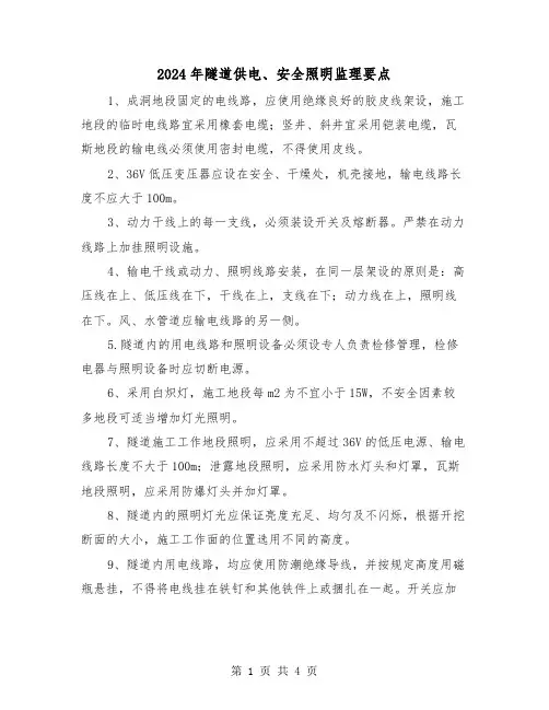 2024年隧道供电、安全照明监理要点(2篇)