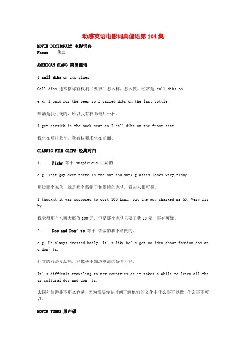 高中英语动感英语电影词典俚语第104集素材