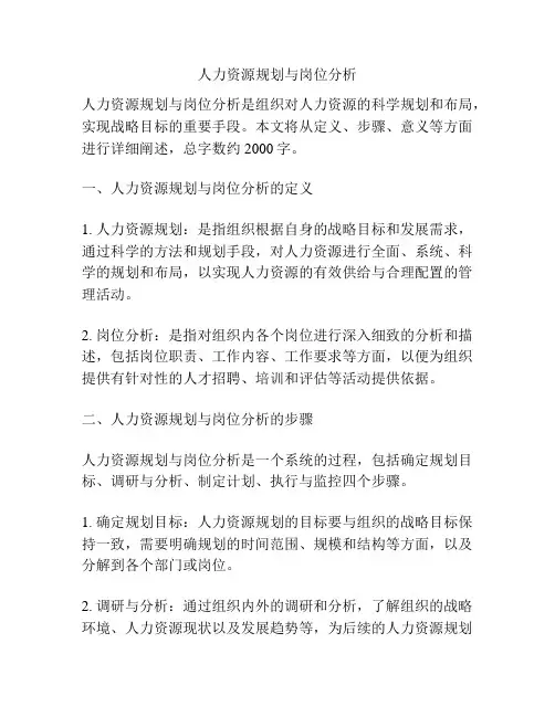 人力资源规划与岗位分析