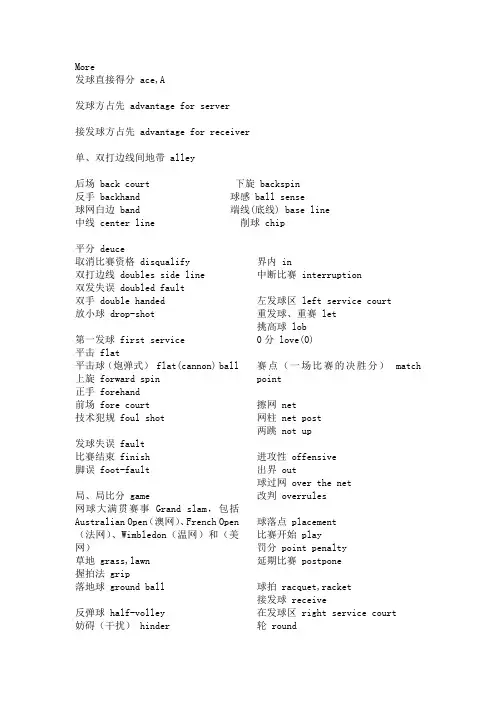网球英语用语大全
