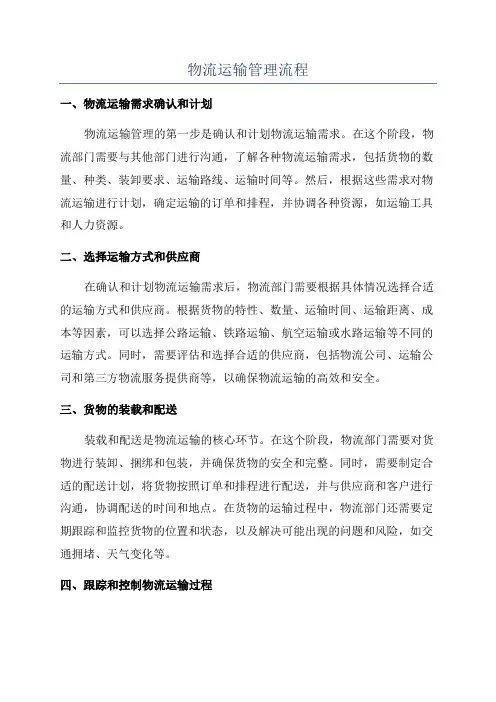 物流运输管理流程