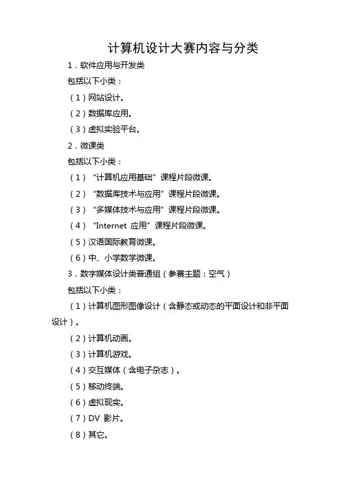 计算机设计大赛内容与分类