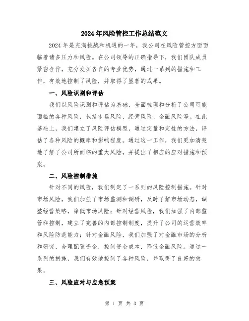 2024年风险管控工作总结范文