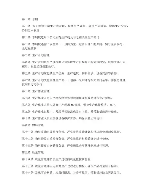 生产线管理规章制度范本