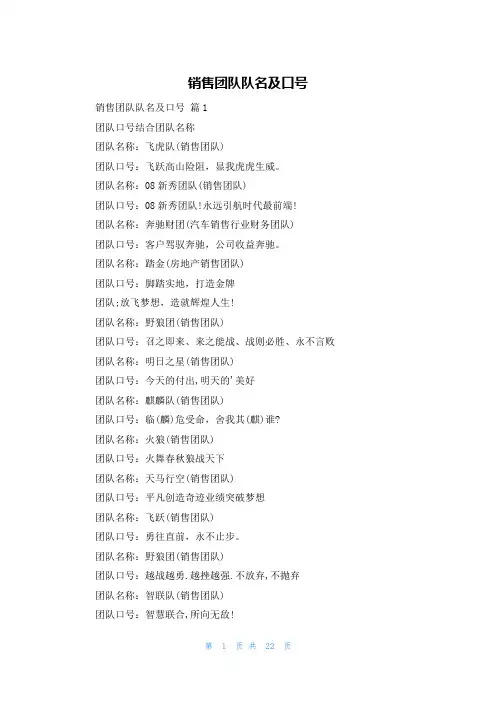 销售团队队名及口号