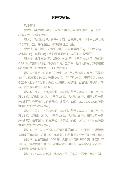 各种烧烤料配